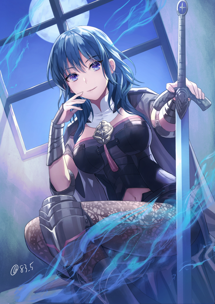 1girl, bangs, black_coat, black_footwear, black_shirt, black_shorts, blue_eyes, blue_hair
