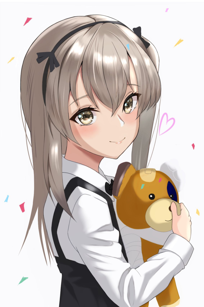 1girl, bandages, bandaid, bangs, black_bow, black_bowtie, black_skirt, boko_(girls_und_panzer)