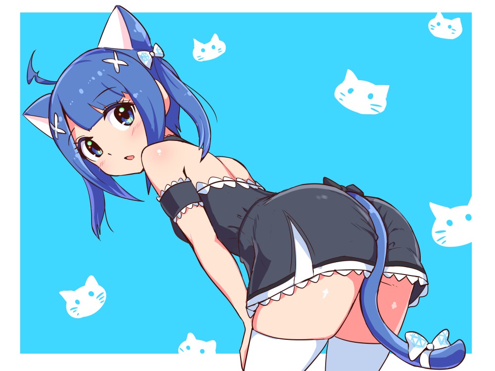 1girl, ahoge, animal_ears, animal_print, armband, bangs, beatus_creation, black_dress