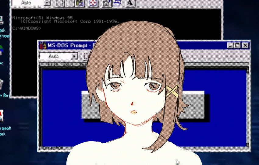 1girl, asymmetrical_hair, bags_under_eyes, bangs, bare_shoulders, brown_eyes, brown_hair, cloudyooooo