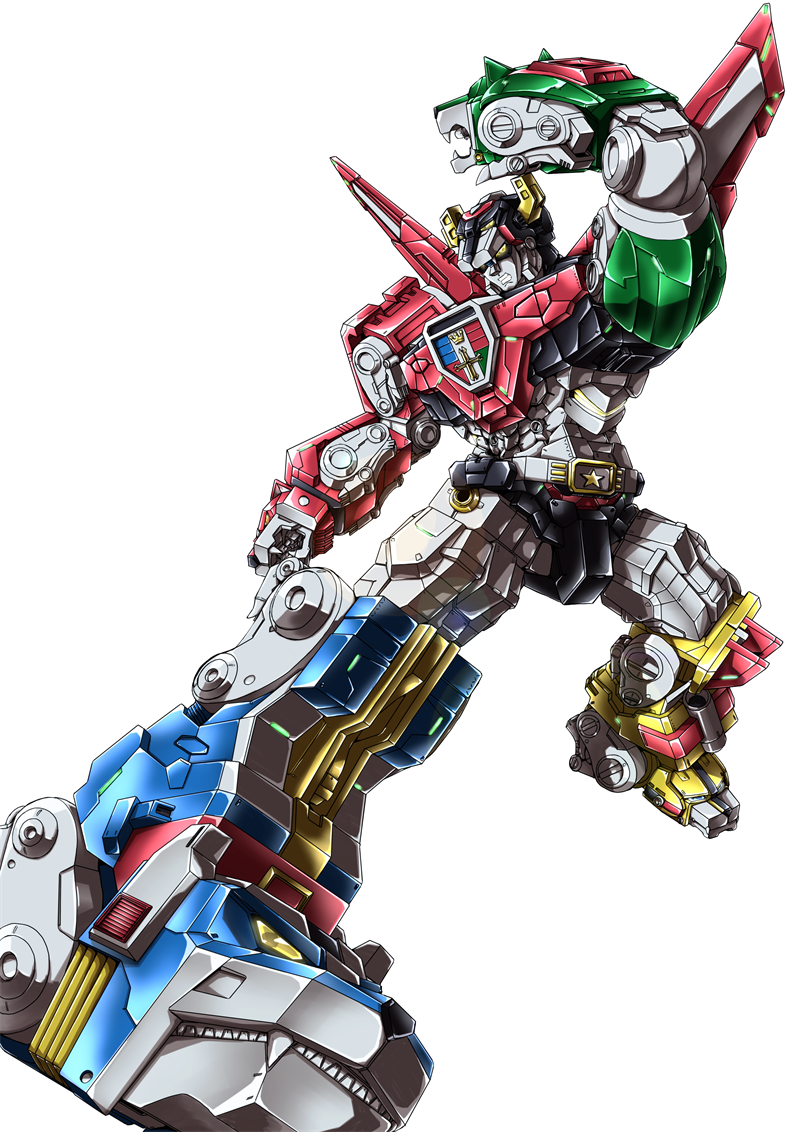 clenched_teeth, daigouzi, golion_(mecha), hyakujuu-ou_golion, kicking, looking_down, looking_to_the_side, mecha