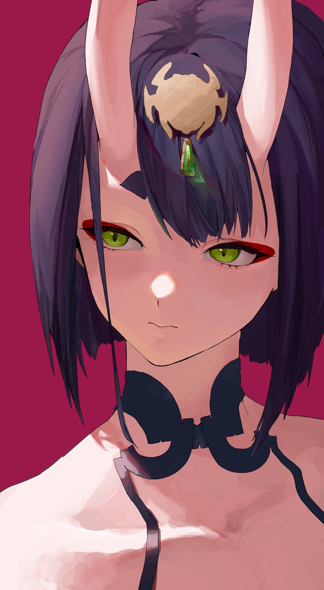 1girl, bangs, bare_shoulders, bob_cut, collarbone, eyeliner, fate/grand_order, fate_(series)