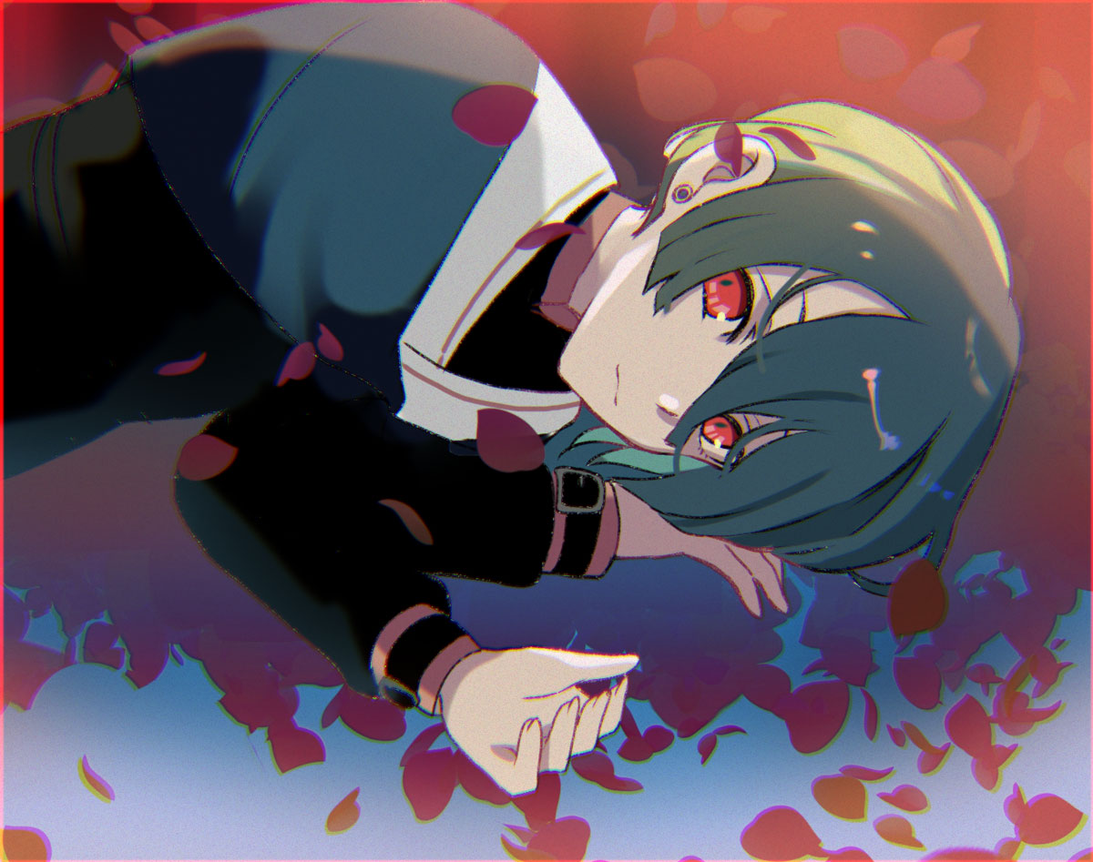 1boy, azuma_kei, blood, blood_splatter, brown_hair, closed_mouth, earrings, grey_background