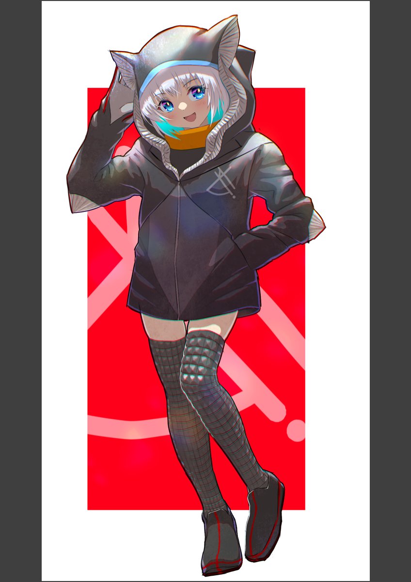 1girl, :d, animal_ears, black_footwear, blue_eyes, blush, boots, full_body