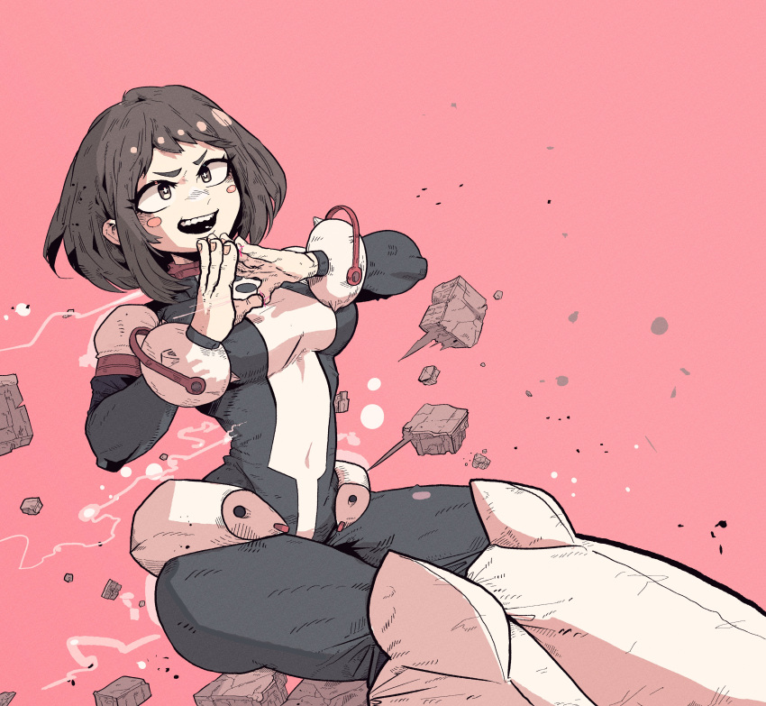 1girl, absurdres, ass, bangs, black_bodysuit, blush_stickers, bob_cut, bodysuit