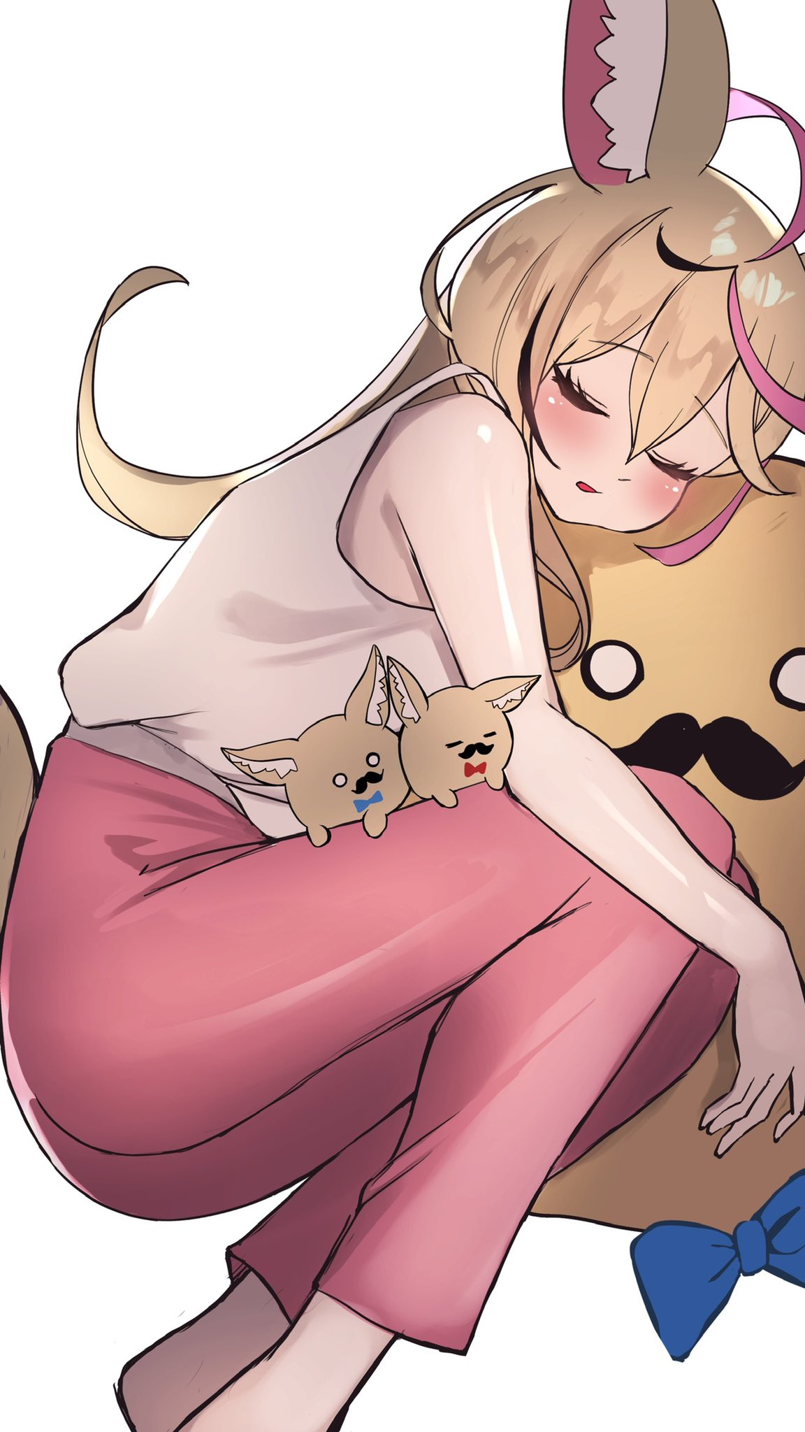animal_ears, blush, closed_eyes, fennec_fox, fox_ears, fox_girl, highres, hololive