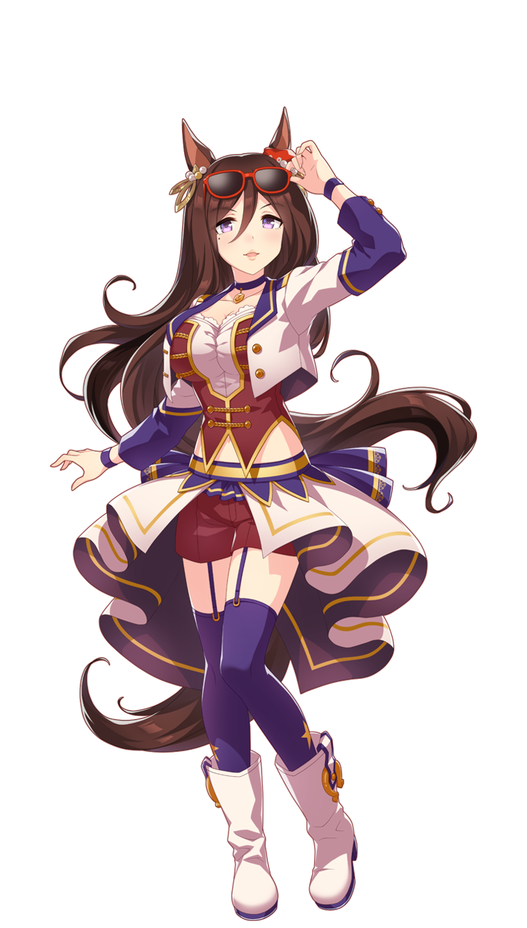 1girl, animal_ears, brown_hair, common_race_outfit_(umamusume), full_body, highres, horse_ears, long_hair