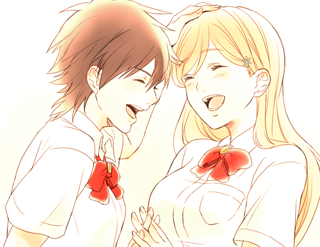 2girls, arisawa_tatsuki, black_hair, bleach, bow, closed_eyes, eyebrows_visible_through_hair, female