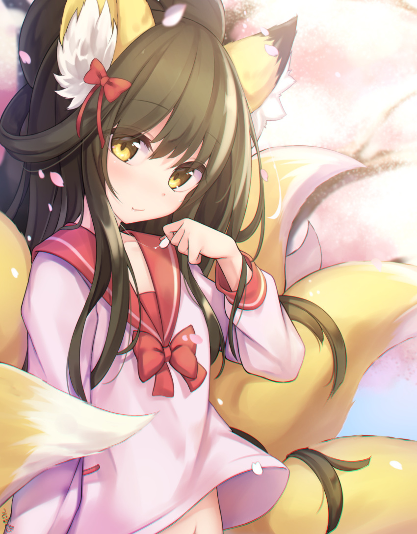 1girl, animal_ear_fluff, animal_ears, bangs, black_hair, bow, eyebrows_visible_through_hair, eyes_visible_through_hair