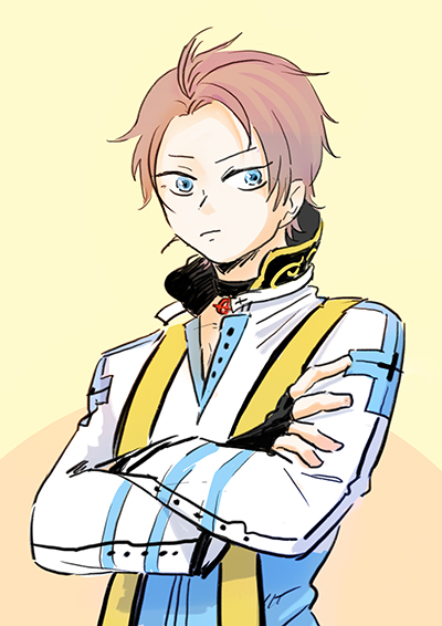 1boy, arch_bishop_(ragnarok_online), black_gloves, blue_coat, blue_eyes, brown_hair, choker, closed_mouth