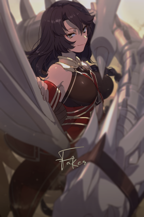 1girl, bangs, bare_shoulders, black_hair, blue_eyes, blush, braid, braided_ponytail