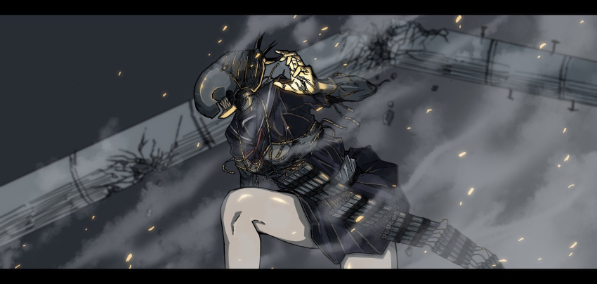 1girl, bomb, bomb_devil, chainsaw_man, destruction, dust, erupusai2, highres