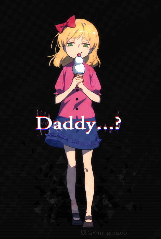 1girl, blonde_hair, bow, brown_hair, elizabeth_afton, five_nights_at_freddy's, five_nights_at_freddy's:_sister_location, food