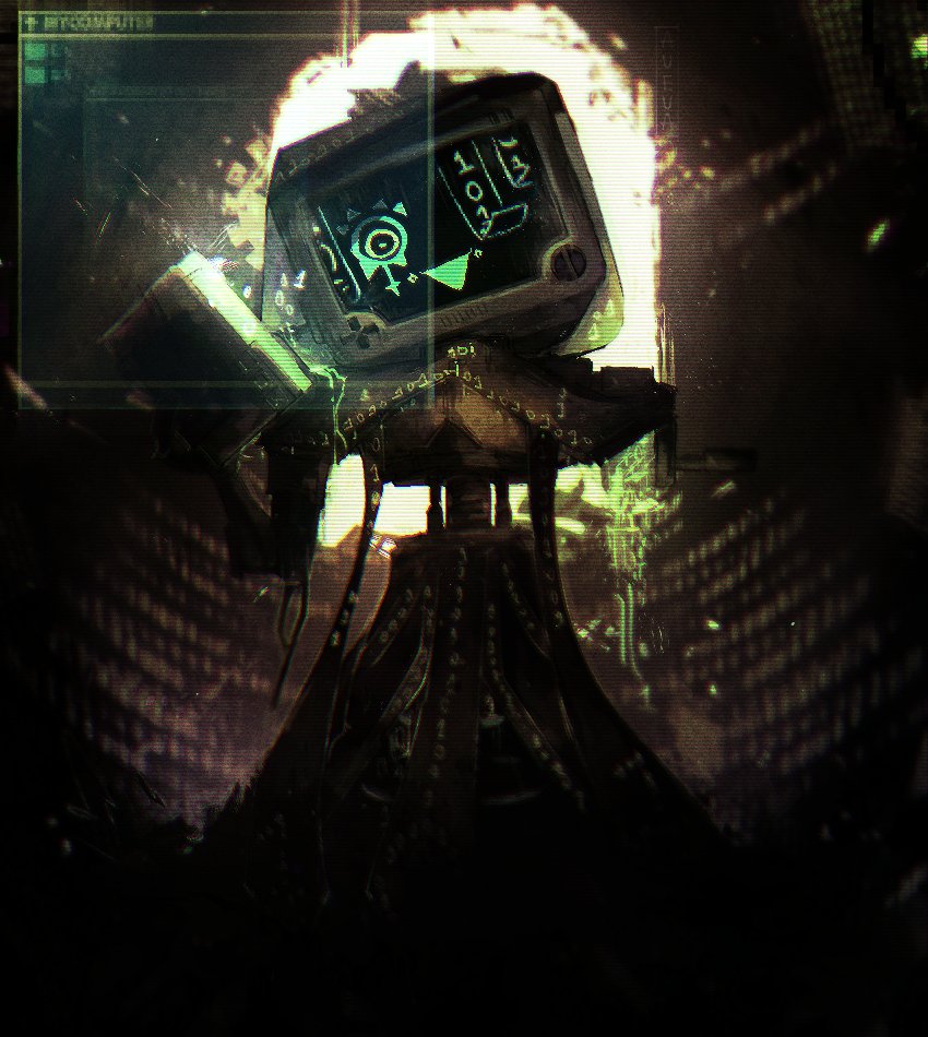 book, english_text, inscryption, monitor, no_humans, robot, the_archivist_(inscryption), treblesomerebel