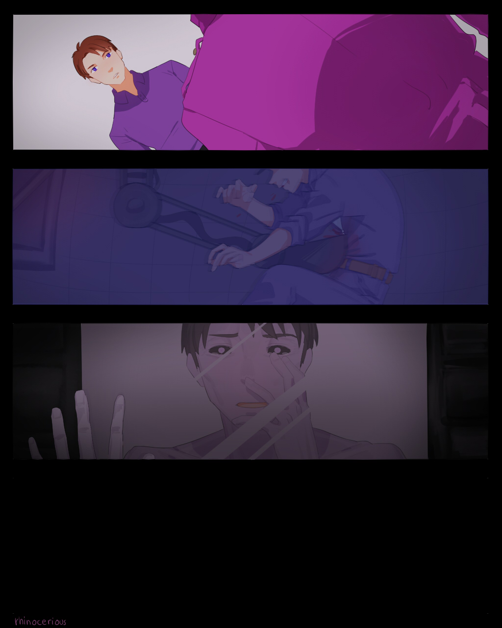 2boys, black_sclera, brown_hair, colored_sclera, colored_skin, death, father_and_son, five_nights_at_freddy's
