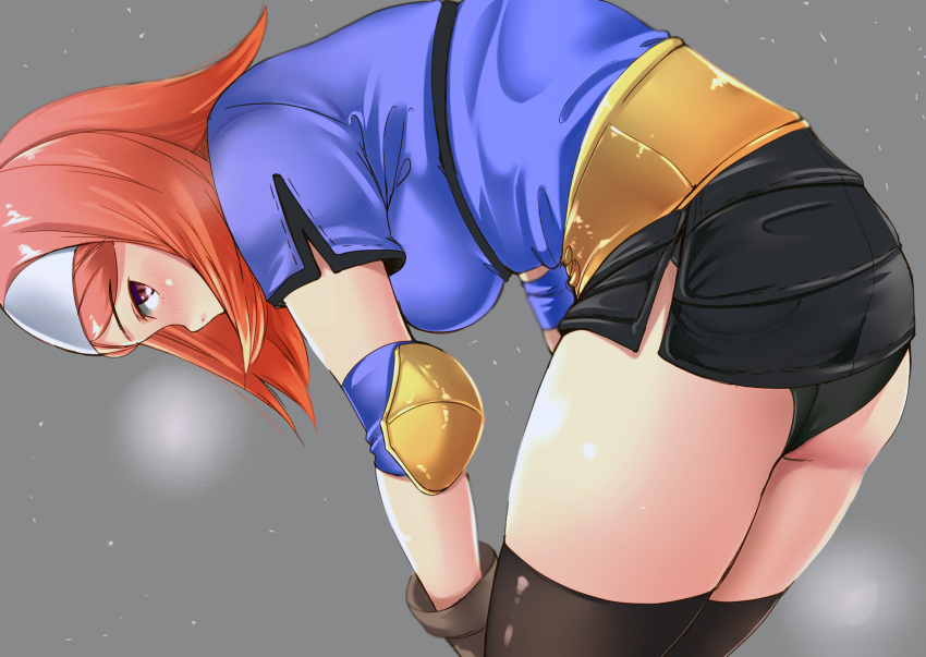 1girl, archer_(ragnarok_online), ass, bangs, bent_over, black_legwear, black_panties, black_skirt