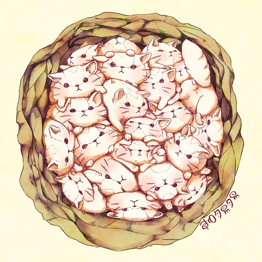 :<, character_name, closed_mouth, commentary_request, cramped, creature, dogpile, highres