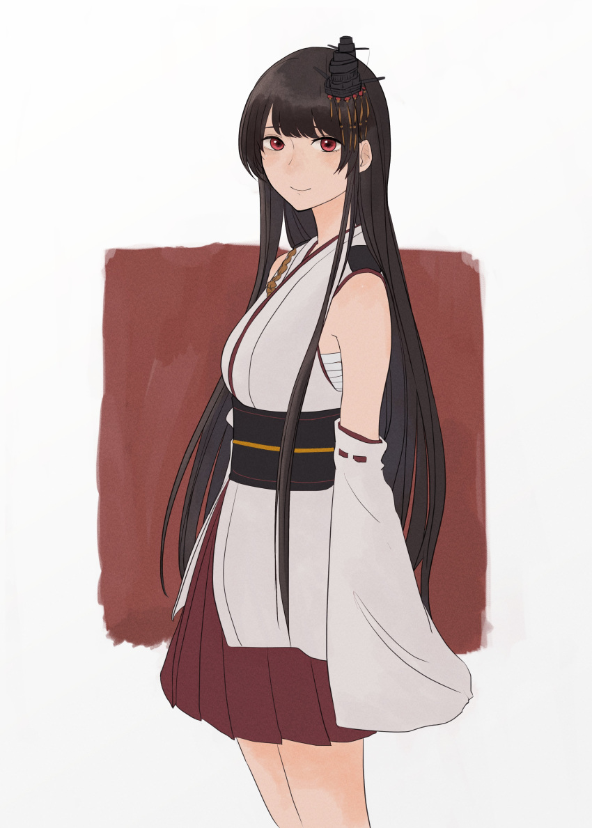 1girl, absurdres, bare_shoulders, black_hair, chitosan, cowboy_shot, detached_sleeves, epaulettes