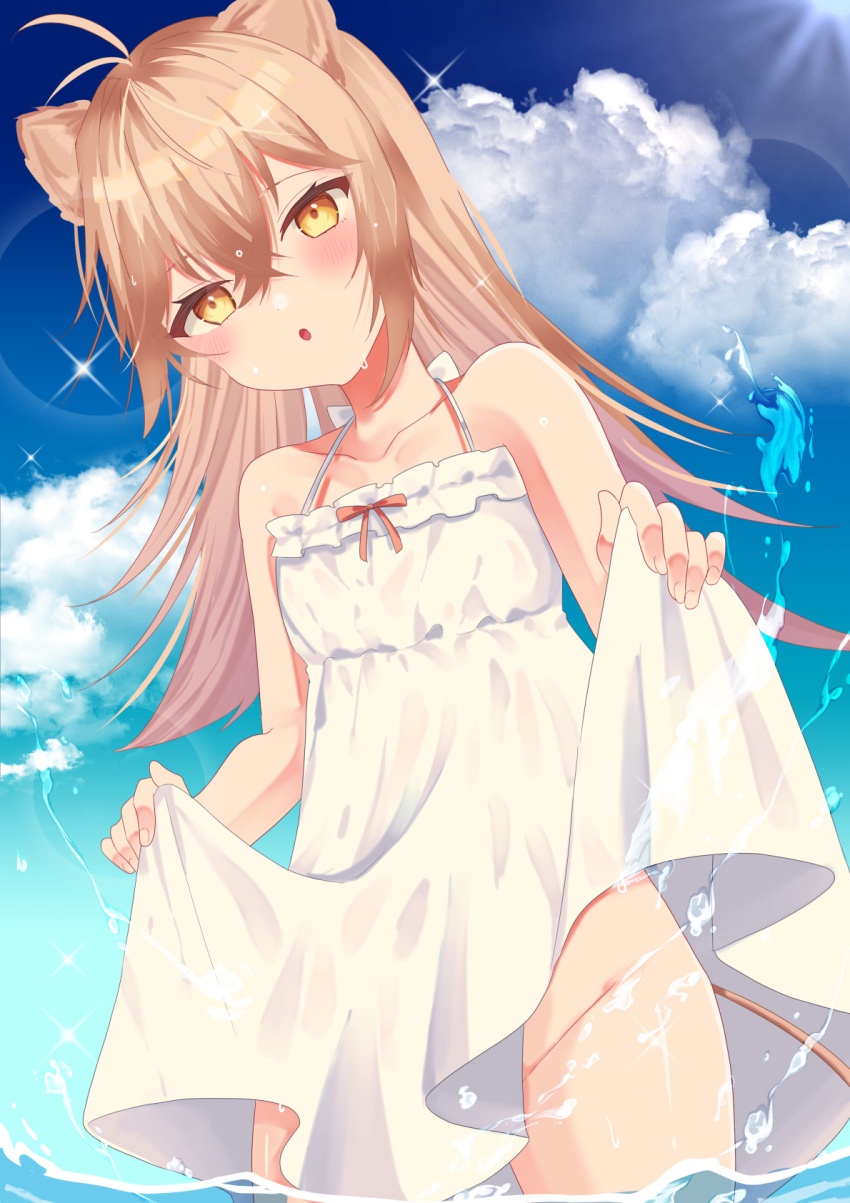 1girl, bangs, blonde_hair, blush, dress, frilled_dress, frills, highres