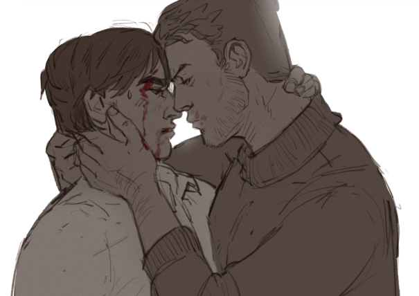 2men, artemy_burakh, bachelor, blood, blood_from_mouth, blood_on_face, burakhovsky, comforting