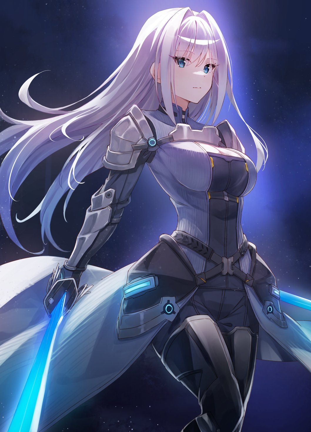 .com, 1girl, armor, blue_eyes, breast_tattoo, breasts, ethel_(xenoblade), highres
