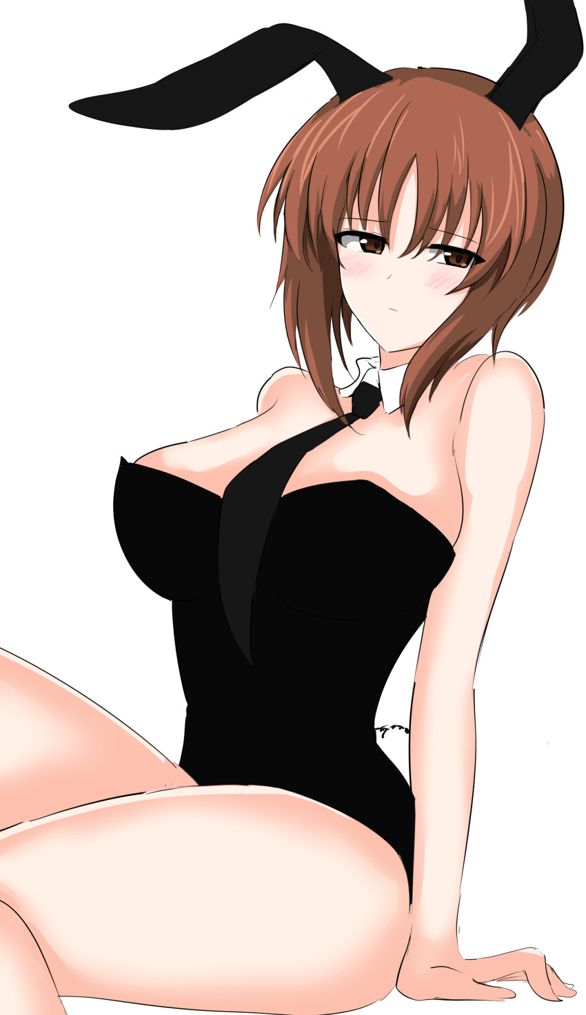 1girl, absurdres, aikir_(jml5160), animal_ears, bangs, bare_legs, black_leotard, black_necktie