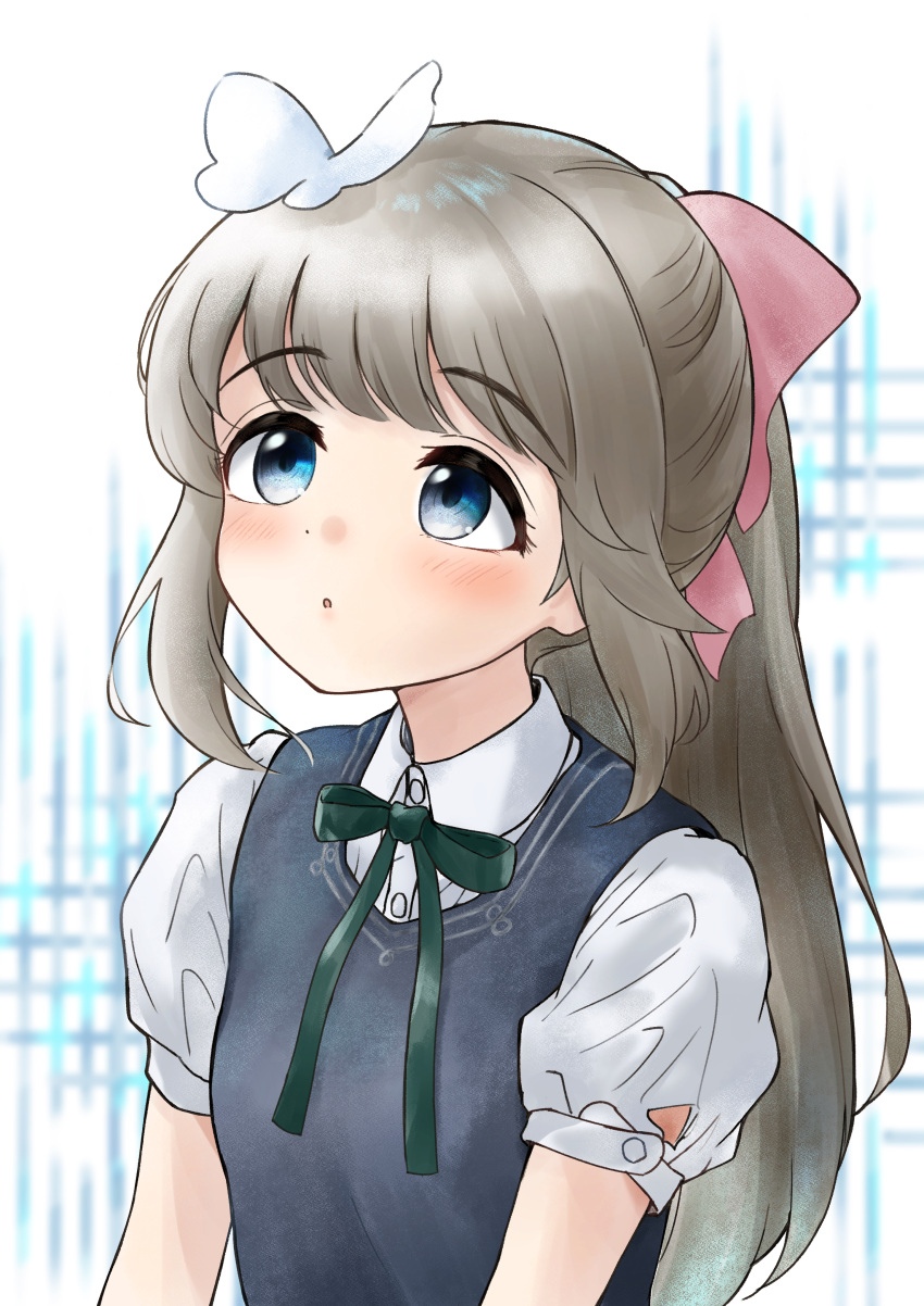 1girl, absurdres, akebi-chan_no_serafuku, bangs, blue_eyes, blush, bow, bug
