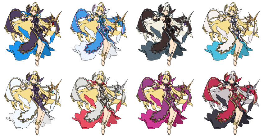 1girl, absurdres, ahoge, alternate_color, alternate_costume, alternate_eye_color, alternate_hair_color, anklet