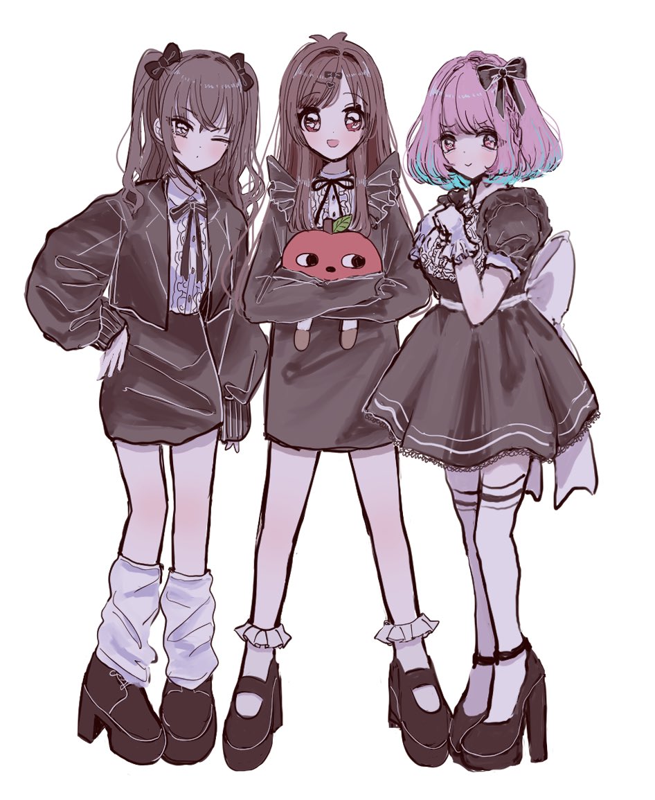 #lookingforaunitname_(idolmaster), 3girls, :d, ;o, ahoge, alternate_costume, amekure_ofuton, antenna_hair