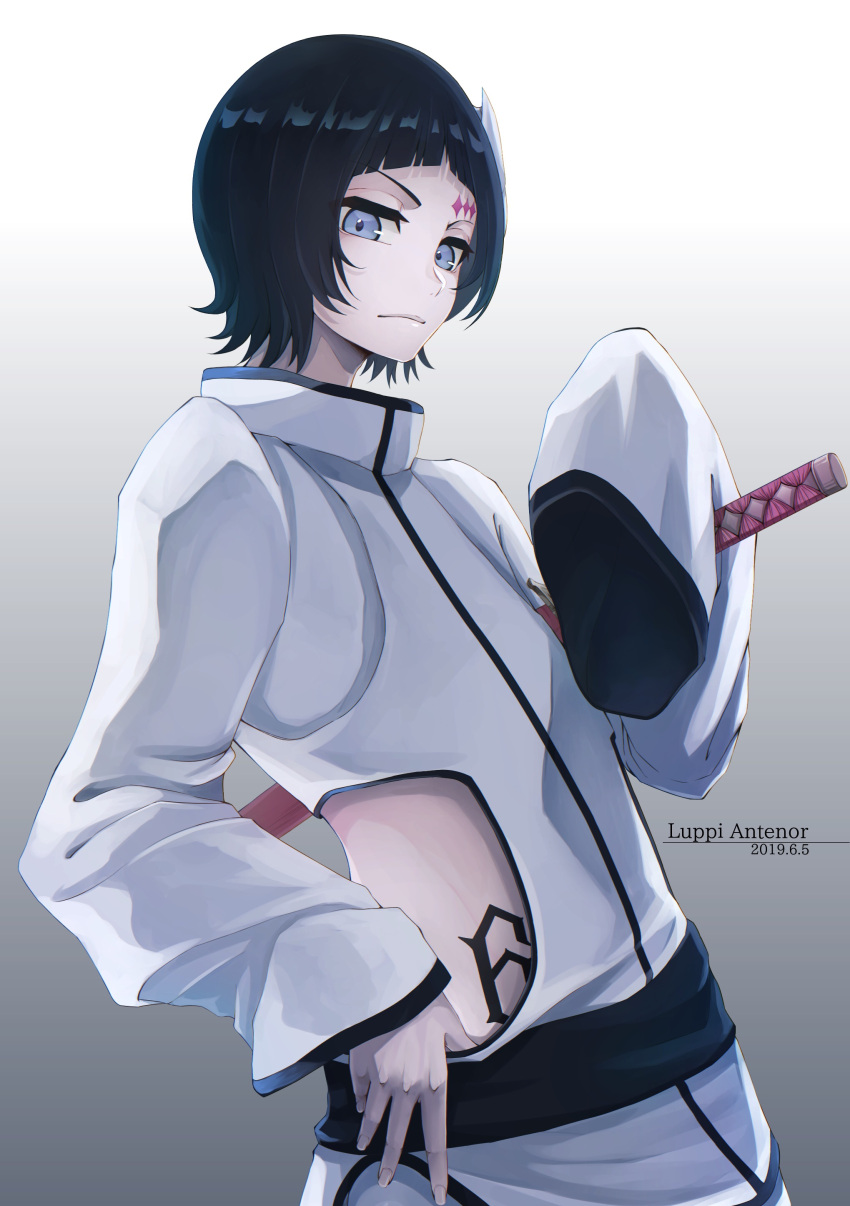 1boy, absurdres, androgynous, bangs, bleach, blue_eyes, bob_cut, character_name