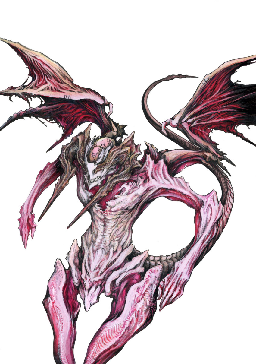 barcode, barcode_tattoo, closed_mouth, demon, grey_background, highres, horns, madangel