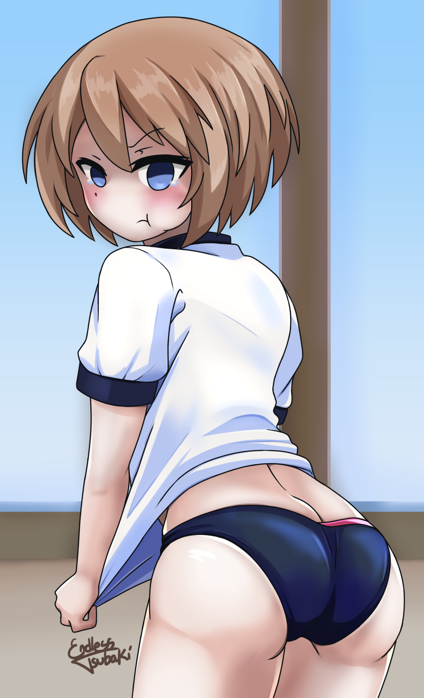 1girl, absurdres, alternate_costume, ass, black_panties, blanc_(neptune_series), blue_eyes, blush
