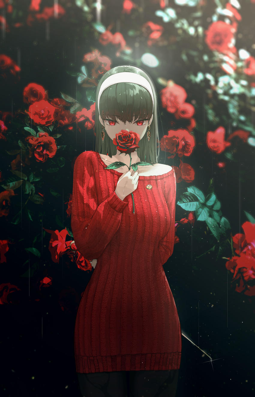 1girl, absurdres, arm_behind_back, bangs, black_hair, black_legwear, breasts, bush
