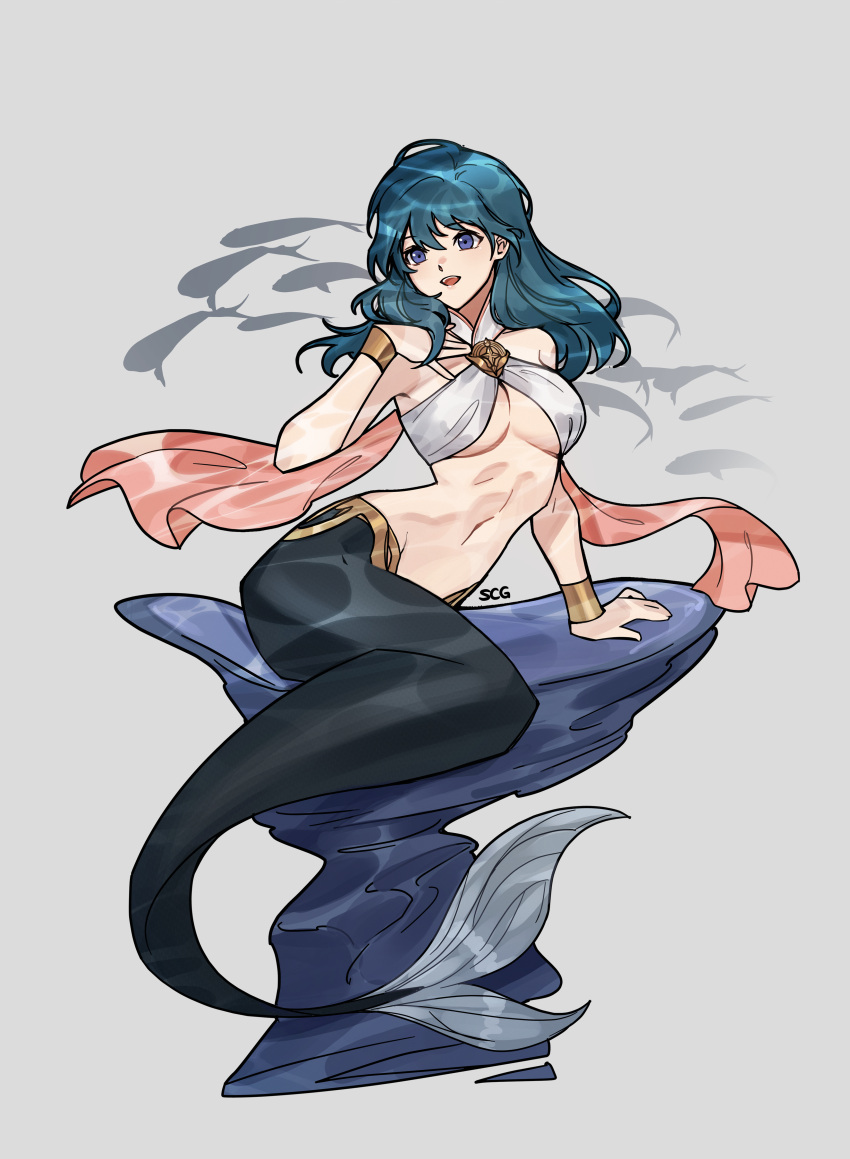 1girl, absurdres, arm_support, blue_eyes, blue_hair, breasts, byleth_(fire_emblem), byleth_eisner_(female)