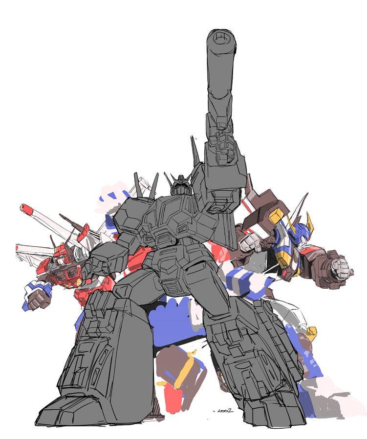 autobot, blue_eyes, clenched_hands, dai_atlas, gun, holding, holding_gun, holding_weapon
