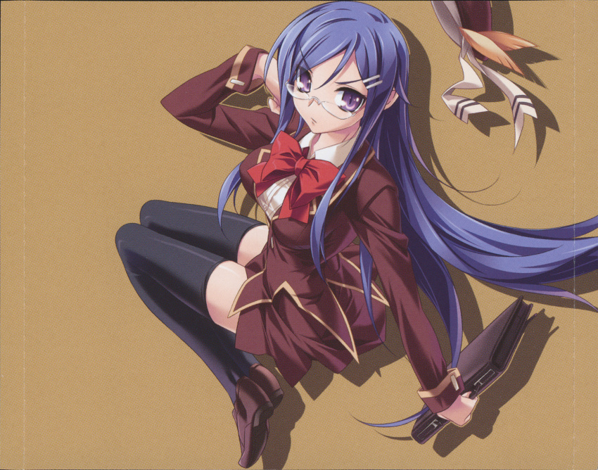 akinoko, glasses, sakashiki_hito_ni_miru_kokoro, screening, seifuku, thigh-highs