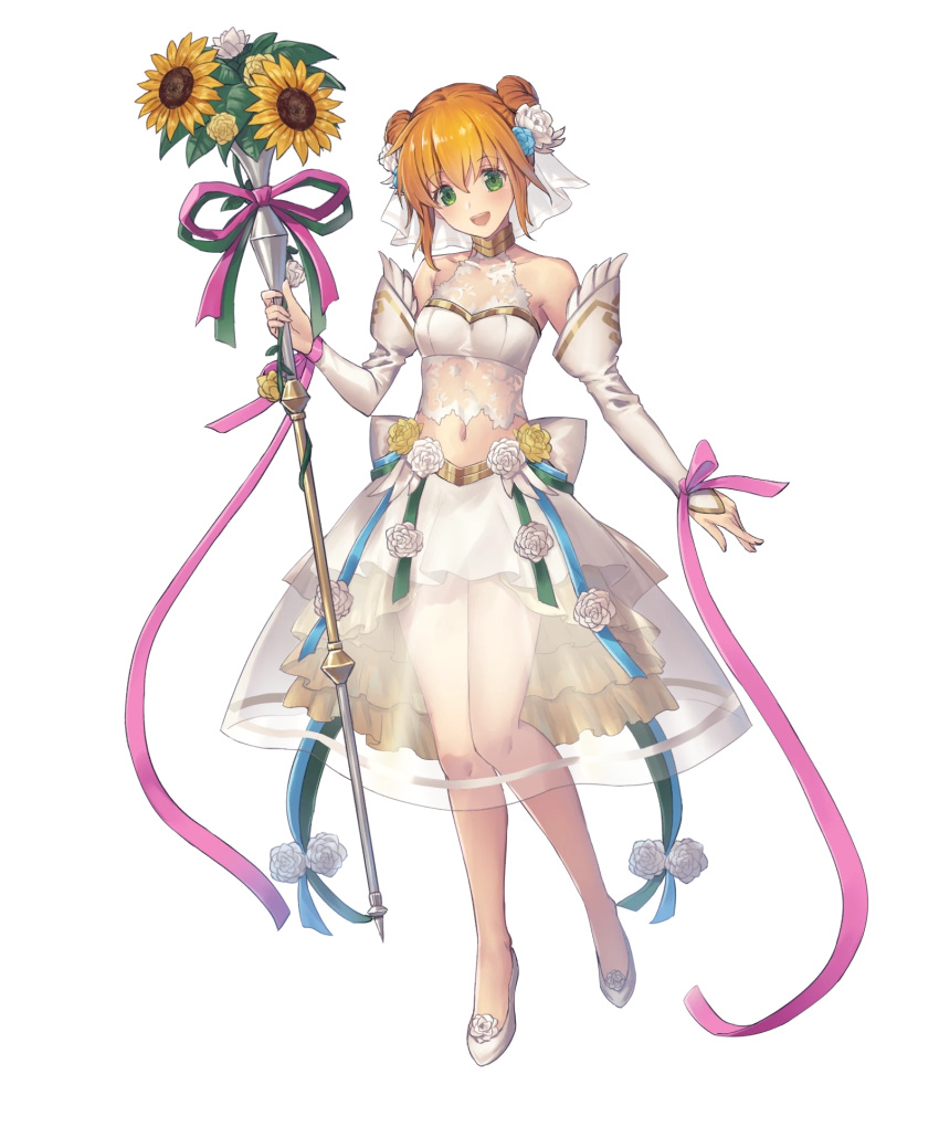 1girl, bangs, bare_shoulders, bow, bowtie, bridal_veil, covered_collarbone, double_bun