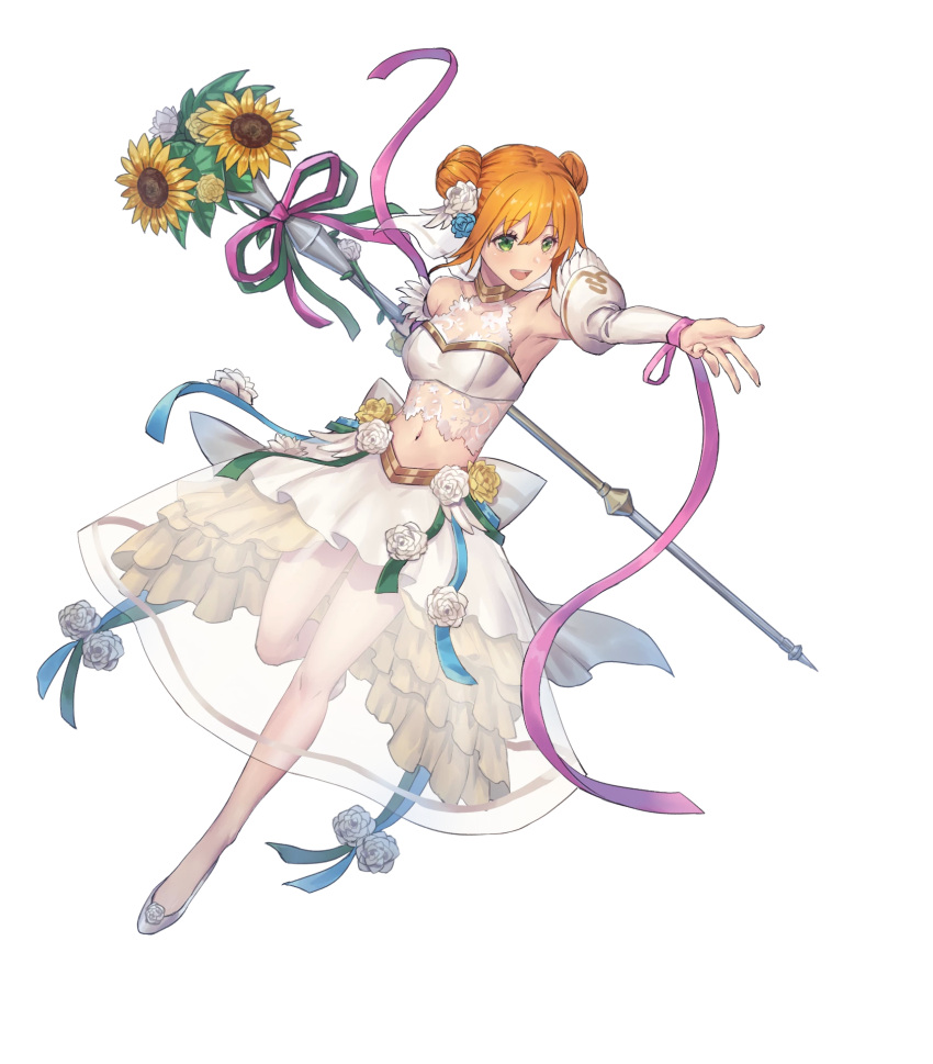 1girl, attack, bare_shoulders, detached_sleeves, double_bun, fire_emblem, fire_emblem_heroes, highres