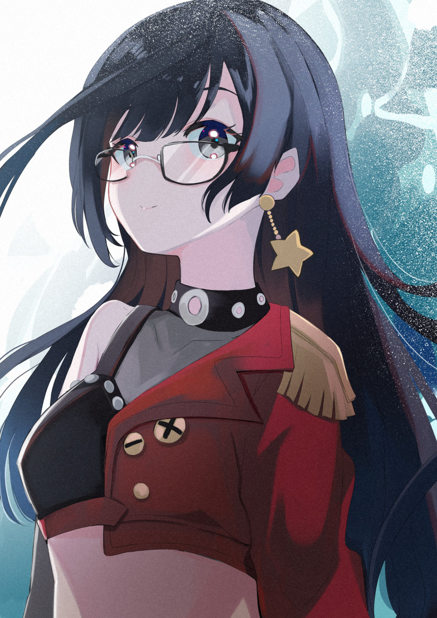 1girl, absurdres, asymmetrical_sleeves, bangs, black_eyes, black_hair, buttons, closed_mouth