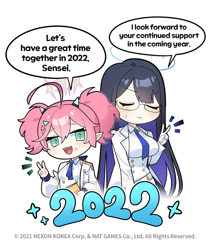 2girls, :d, ahoge, bangs, black_hair, blue_archive, blush, breasts