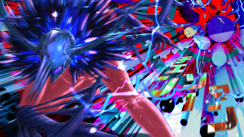 1girl, chainsaw_man, crossbow_devil_(chainsaw_man), electricity, grey_horns, highres, horns, hybrid