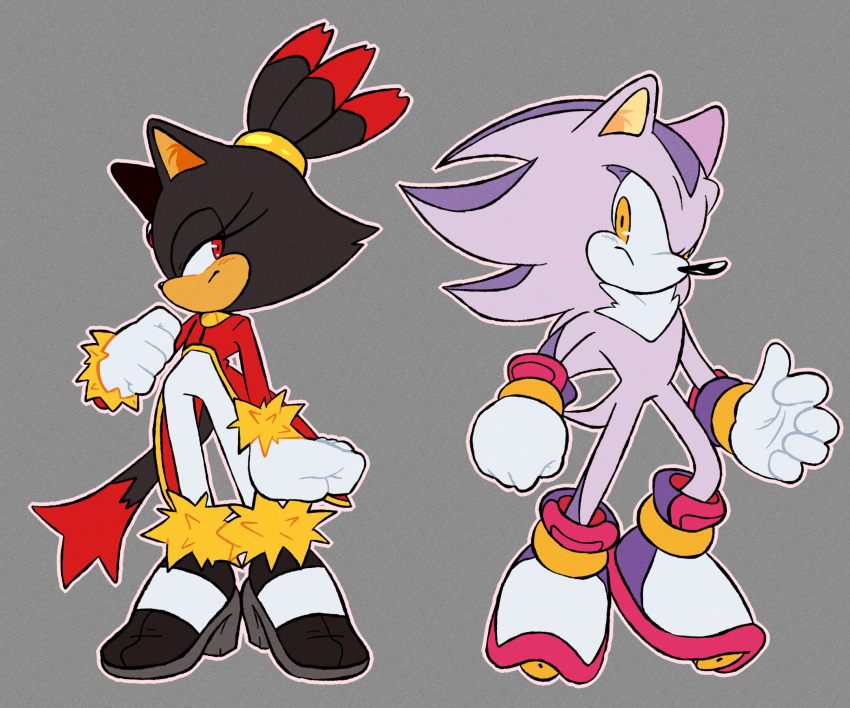 1boy, 1girl, alternate_color, animal_ears, animal_nose, arm_at_side, black_footwear, black_fur