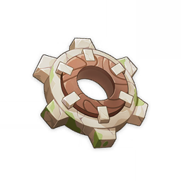 archeology, artist_request, brown_theme, commentary, english_commentary, game_cg, gears, genshin_impact, item, item_focus, lowres, metal, no_humans, official_art, still_life, stone, third-party_source, transparent_background, verdigris