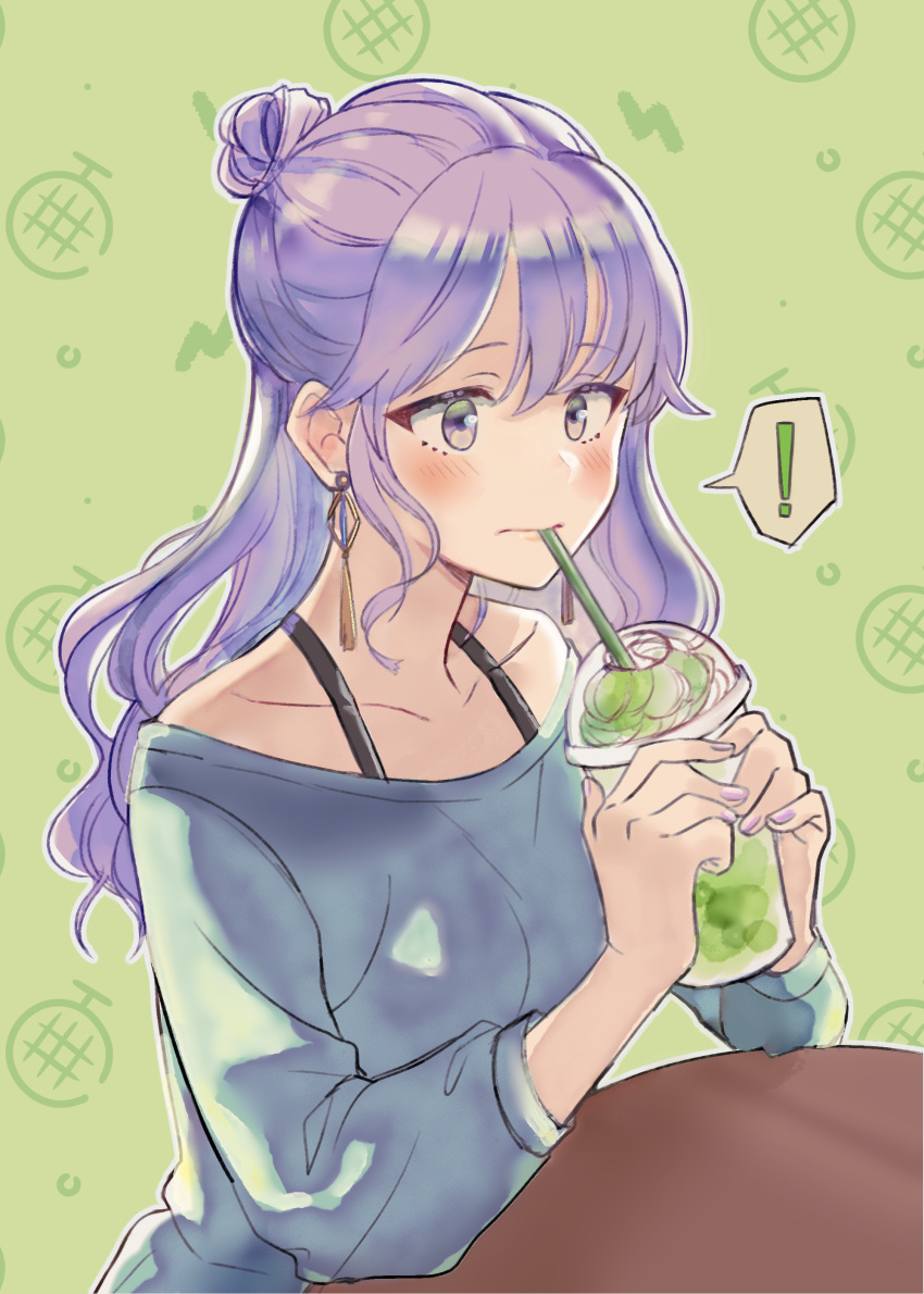 !, 1girl, absurdres, alternate_hairstyle, azami_(etra-chan_wa_mita!), bangs, blue_shirt, blush
