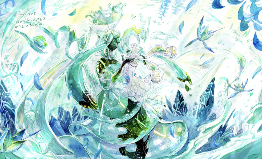 closed_eyes, crown, crying, dress, duel_monster, highres, ice_crystal, icejade_aegirine