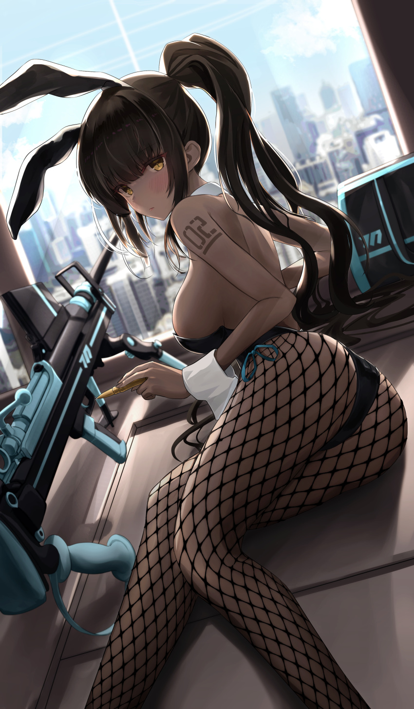 1girl, absurdres, blue_archive, daran9, highres, karin_(blue_archive), playboy_bunny
