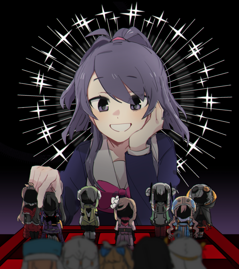 6+girls, aika_himena, an_sin, aoba_chika, azumi_hagumu, bangs, bangs_pinned_back, black_background