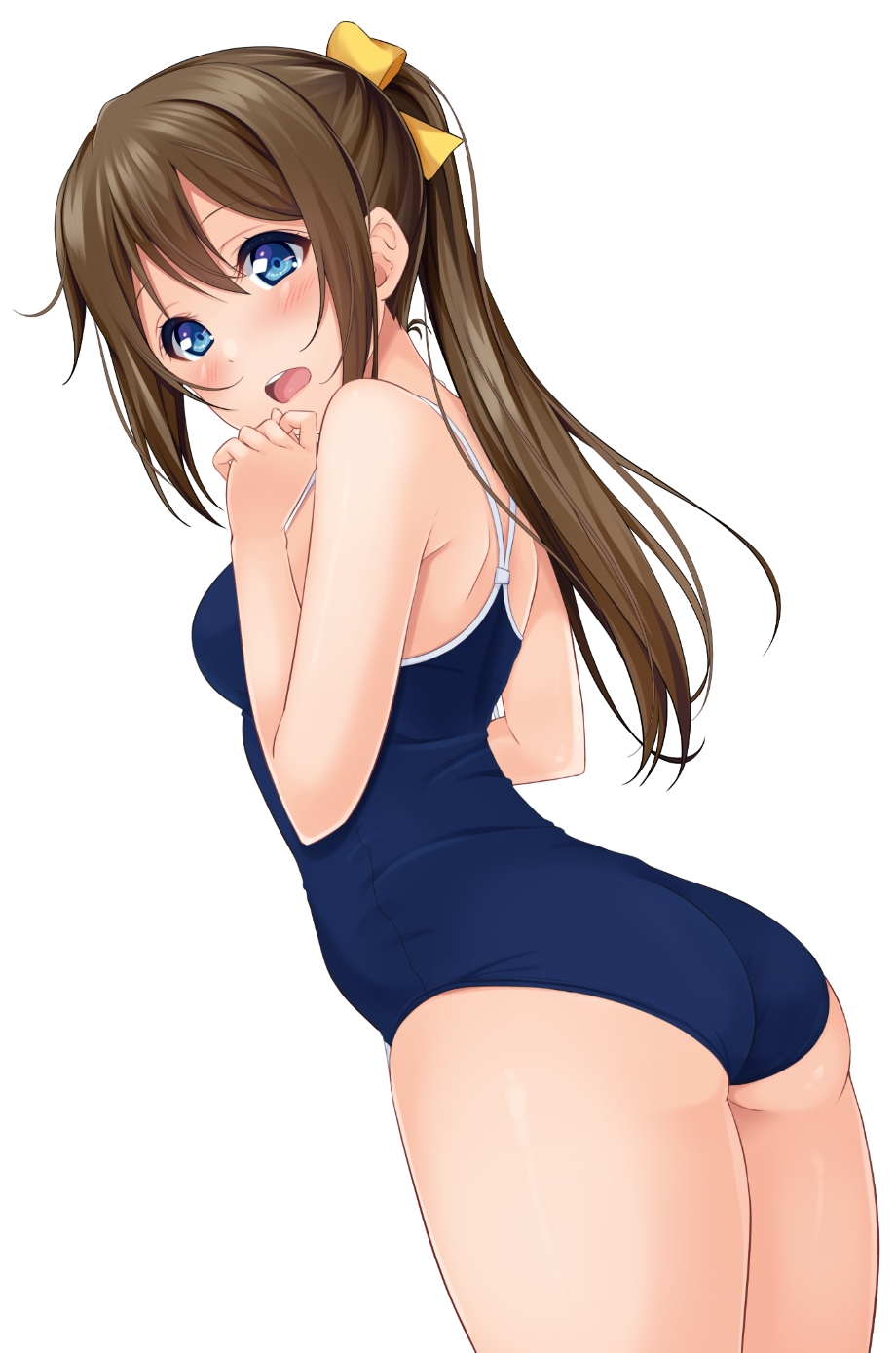 1girl, bangs, blue_eyes, blush, bow, brown_hair, hair_between_eyes, hair_bow