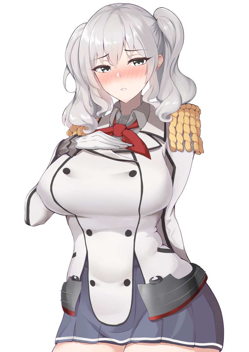 1girl, absurdres, black_skirt, breasts, buttons, epaulettes, eyebrows_visible_through_hair, frilled_sleeves