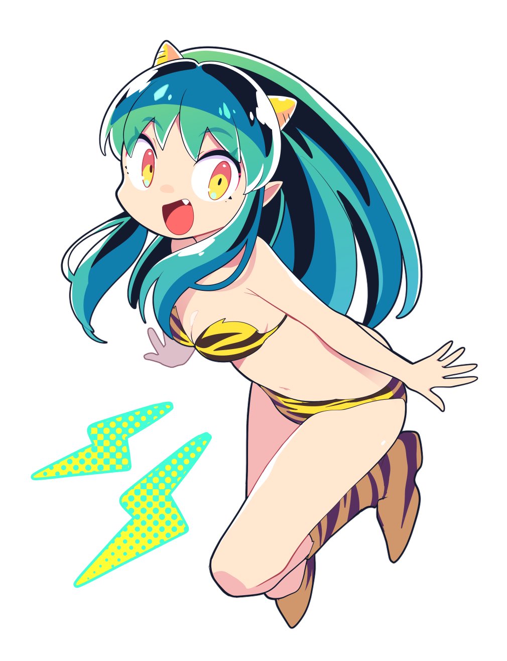 1girl, animal_print, bikini, blue_eyes, boots, breasts, eyeshadow, full_body
